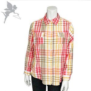 ALIA Plaid button down top